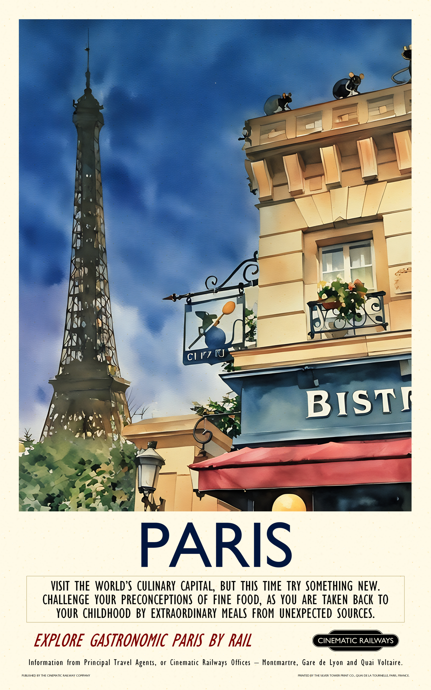 Paris - a vintage travel poster inspired by your favourite film / movie - Cinematic Railways