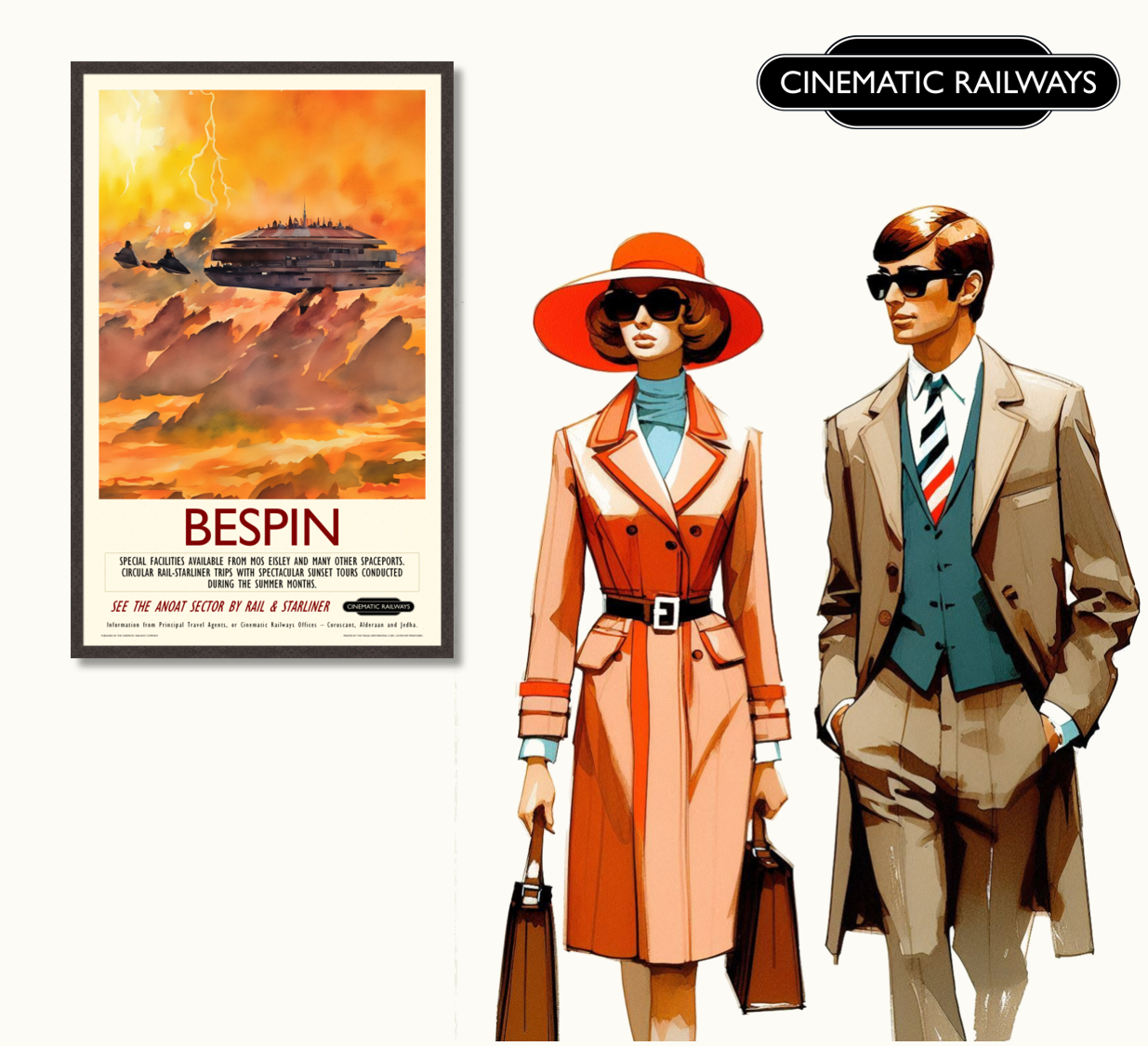 Bespin - a vintage travel poster inspired by your favourite film / movie - Cinematic Railways
