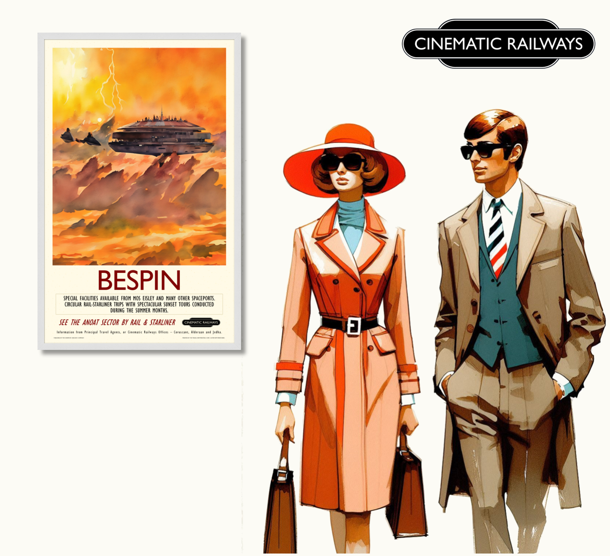 Bespin - a vintage travel poster inspired by your favourite film / movie - Cinematic Railways
