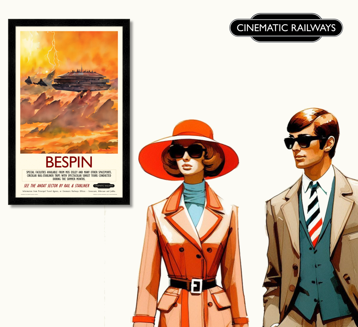 Bespin - a vintage travel poster inspired by your favourite film / movie - Cinematic Railways