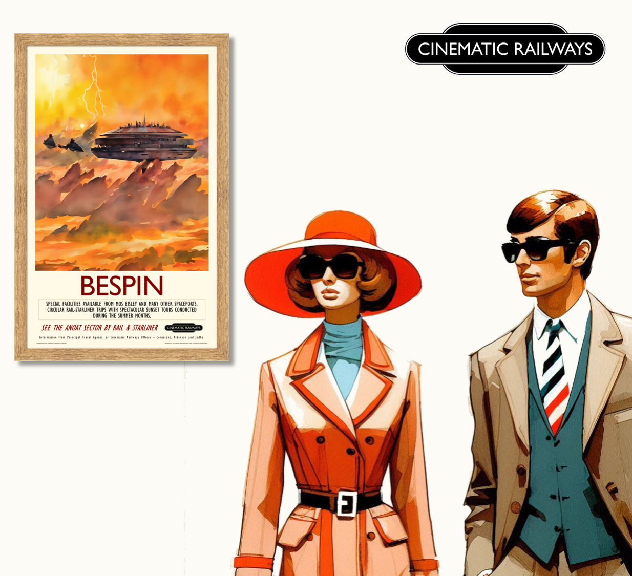 Bespin - a vintage travel poster inspired by your favourite film / movie - Cinematic Railways