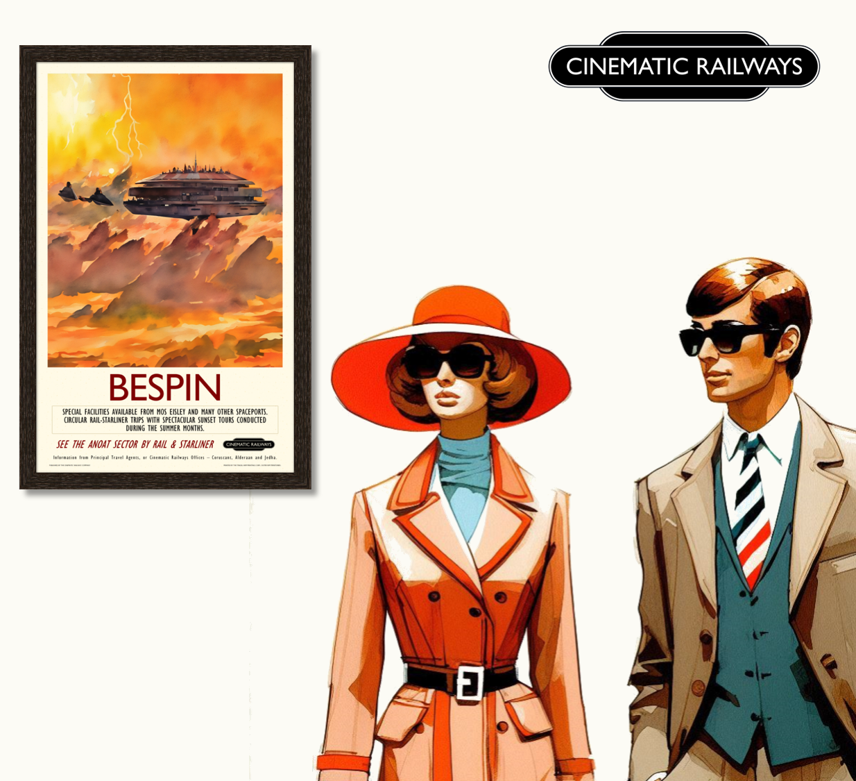Bespin - a vintage travel poster inspired by your favourite film / movie - Cinematic Railways