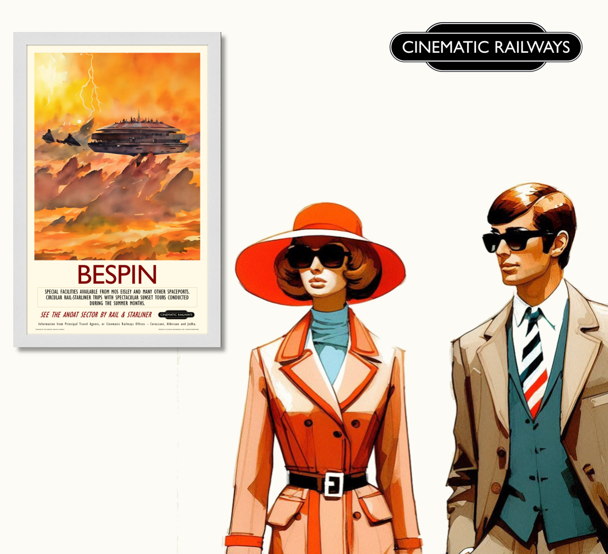 Bespin - a vintage travel poster inspired by your favourite film / movie - Cinematic Railways