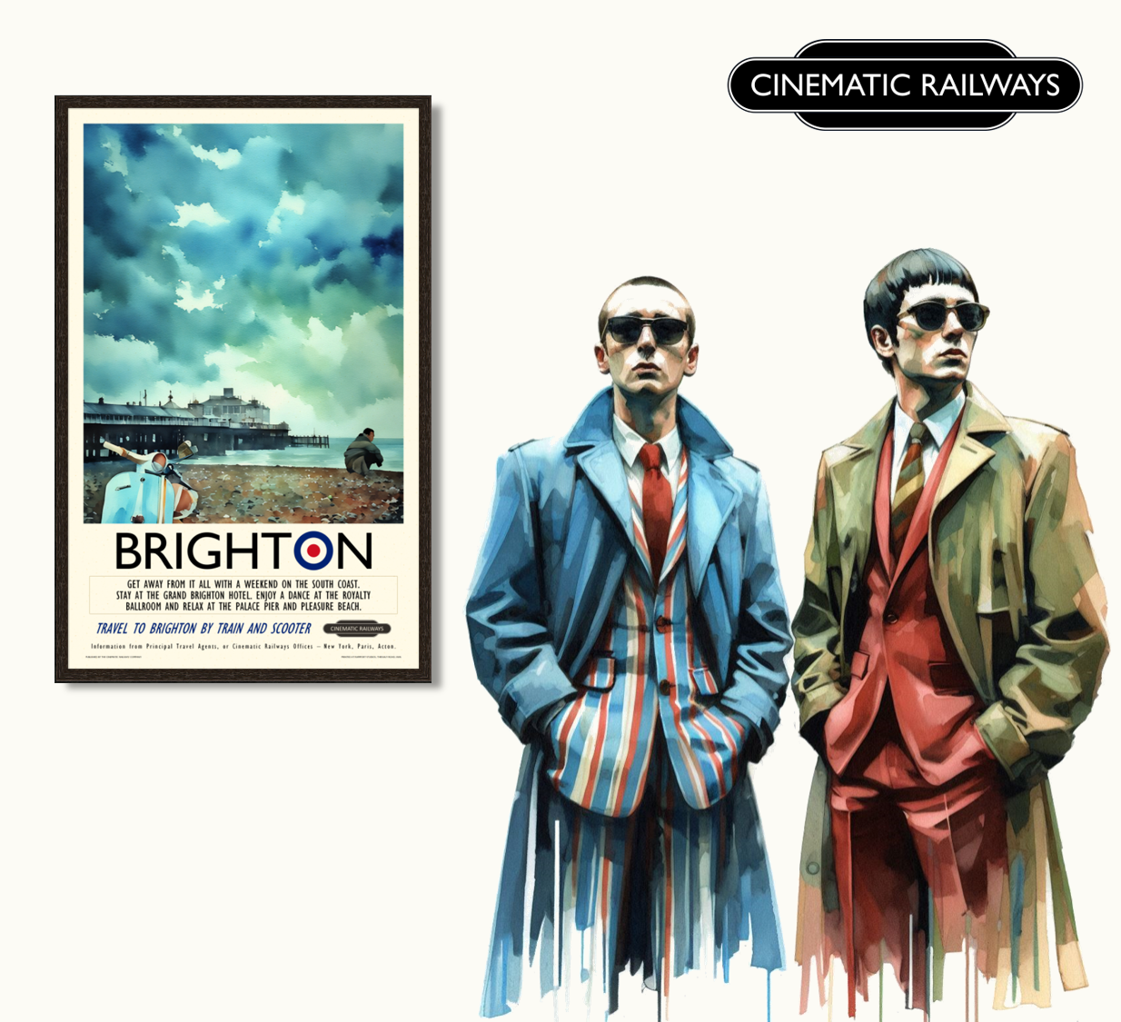 Brighton - a vintage travel poster inspired by your favourite film / movie - Cinematic Railways