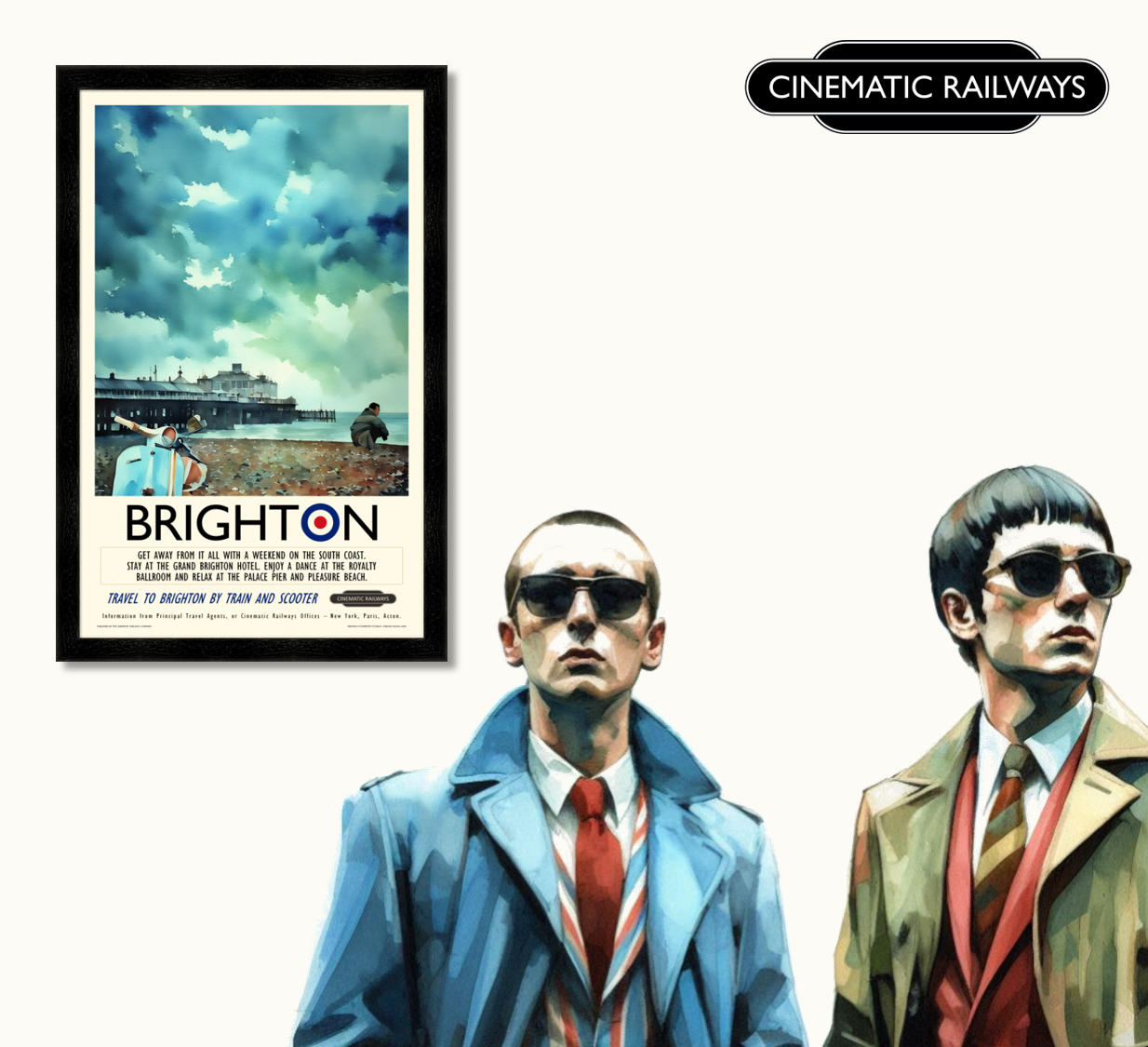 Brighton - a vintage travel poster inspired by your favourite film / movie - Cinematic Railways