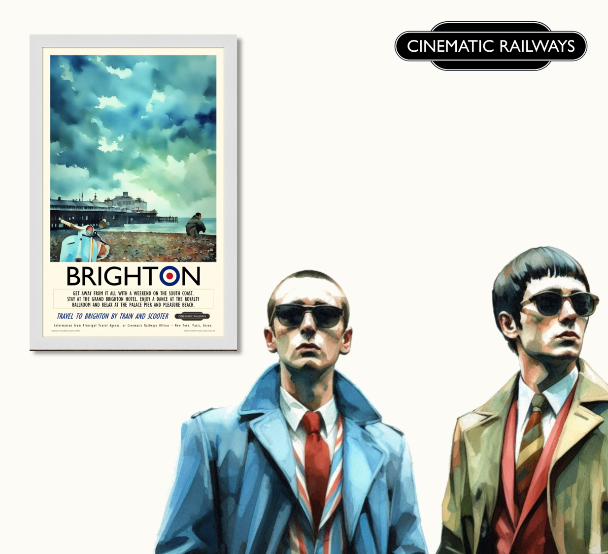 Brighton - a vintage travel poster inspired by your favourite film / movie - Cinematic Railways