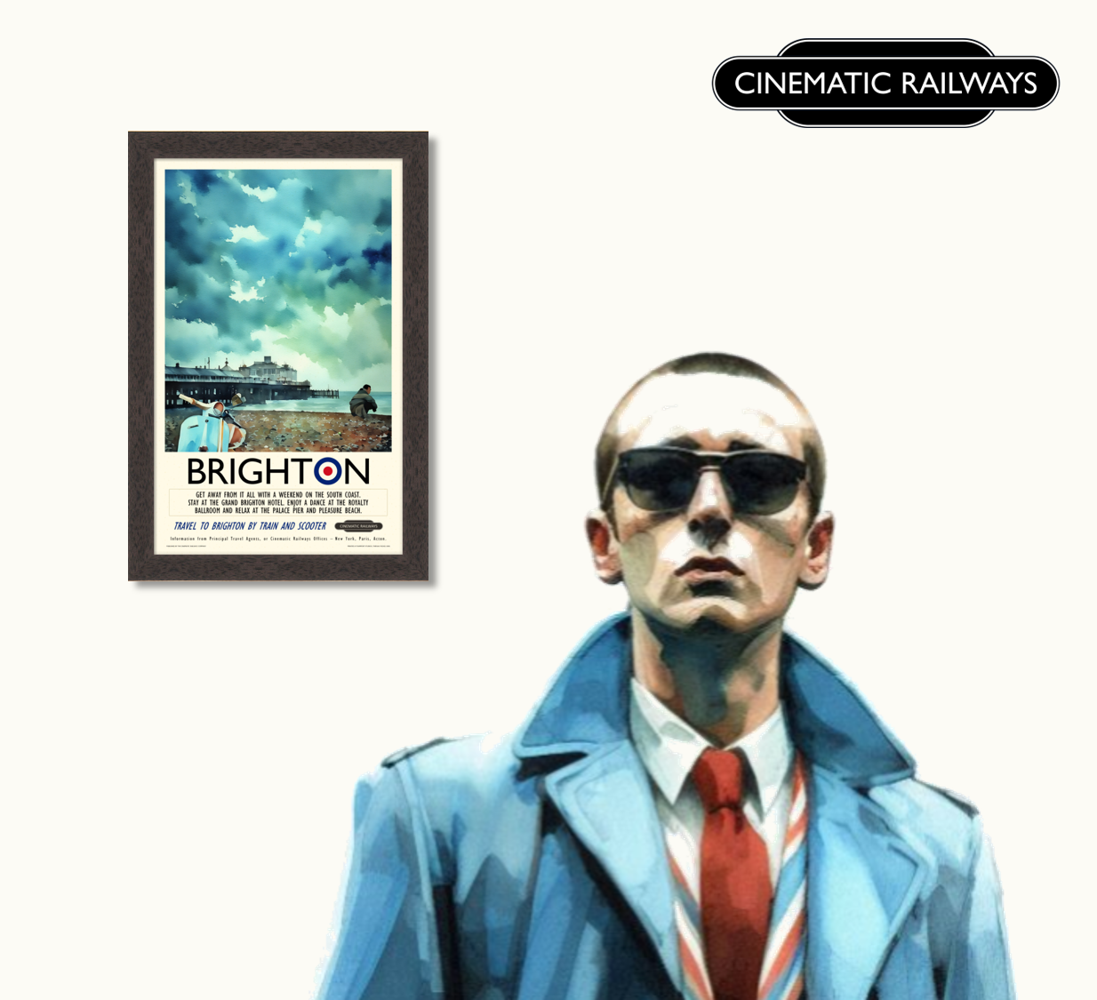 Brighton - a vintage travel poster inspired by your favourite film / movie - Cinematic Railways