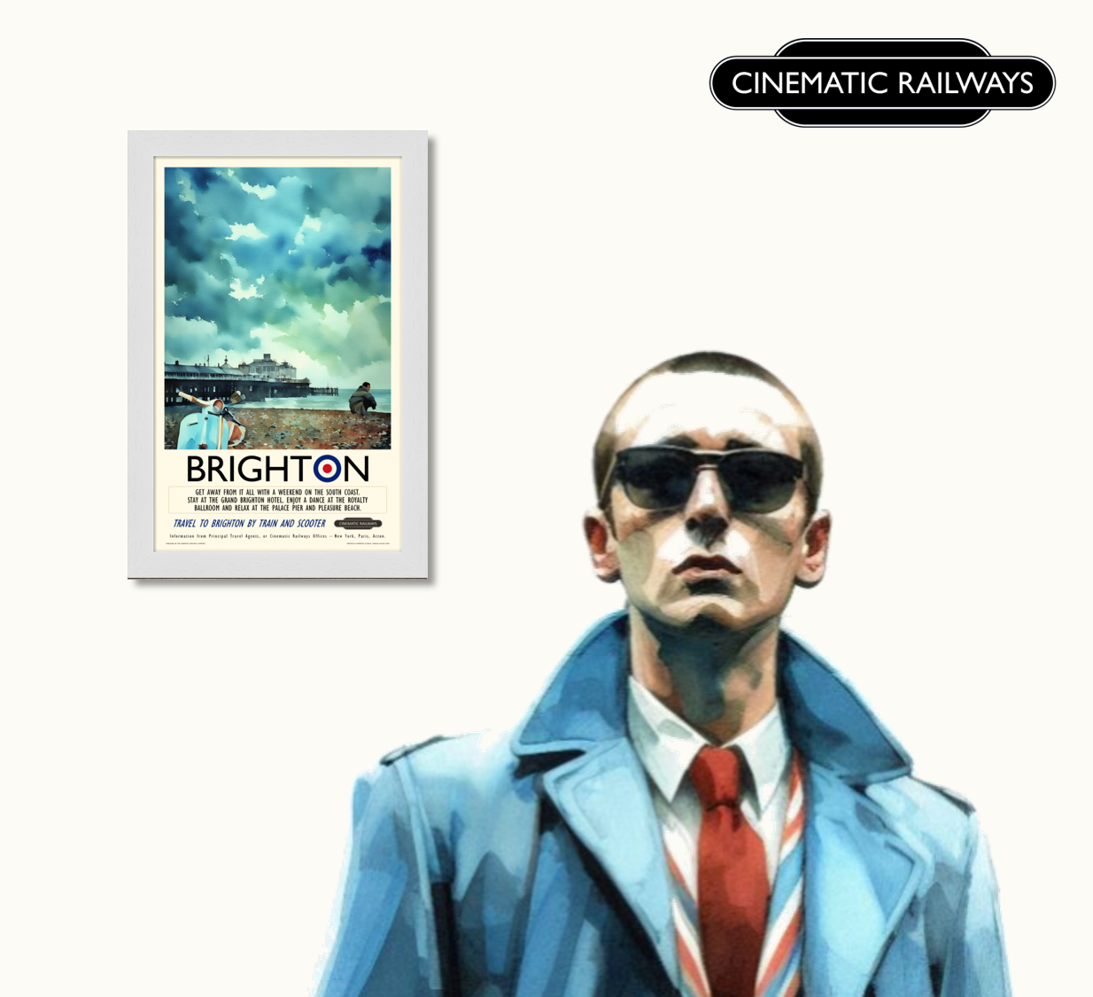 Brighton - a vintage travel poster inspired by your favourite film / movie - Cinematic Railways