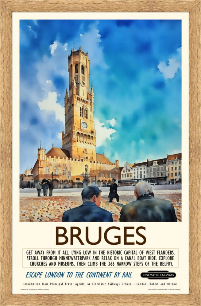 Bruges - a vintage travel poster inspired by your favourite film / movie - Cinematic Railways