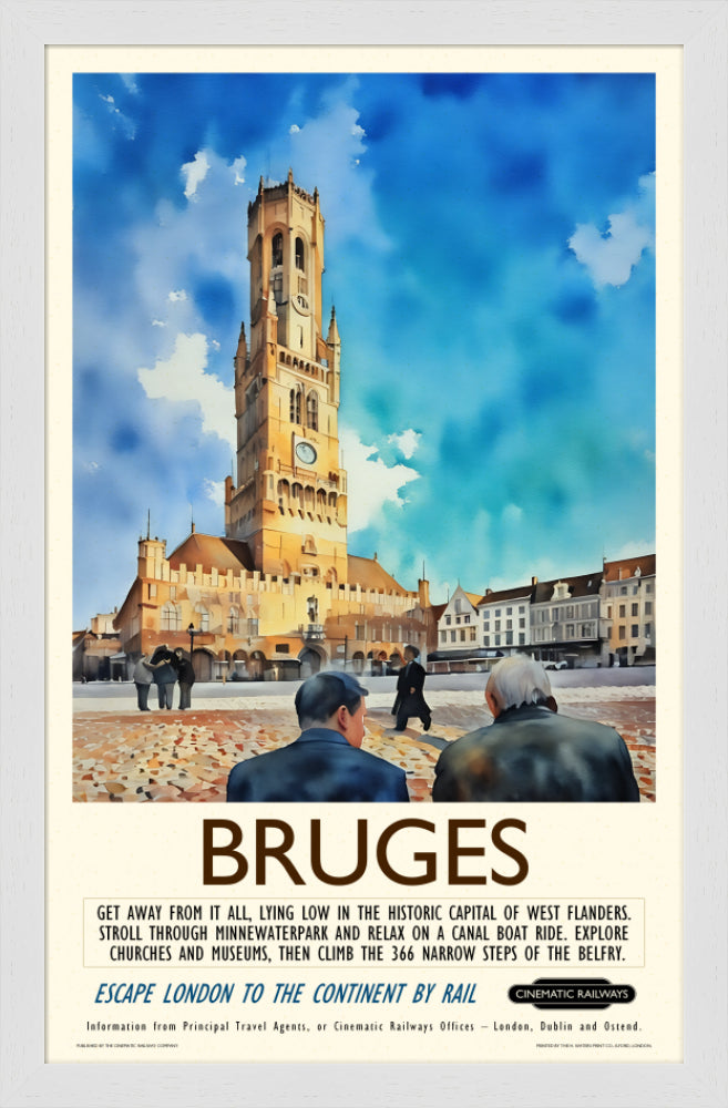 Bruges - a vintage travel poster inspired by your favourite film / movie - Cinematic Railways