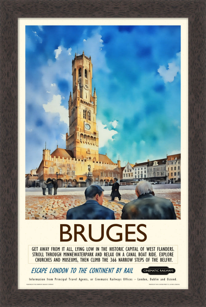 Bruges - a vintage travel poster inspired by your favourite film / movie - Cinematic Railways