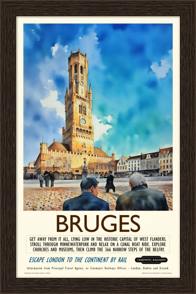 Bruges - a vintage travel poster inspired by your favourite film / movie - Cinematic Railways