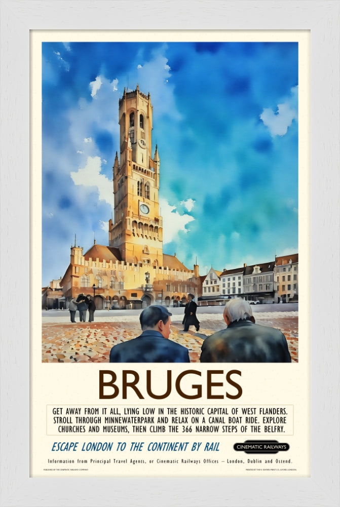Bruges - a vintage travel poster inspired by your favourite film / movie - Cinematic Railways
