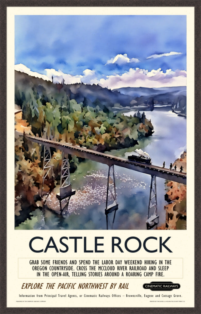 Castle Rock - a vintage travel poster inspired by your favourite film / movie - Cinematic Railways