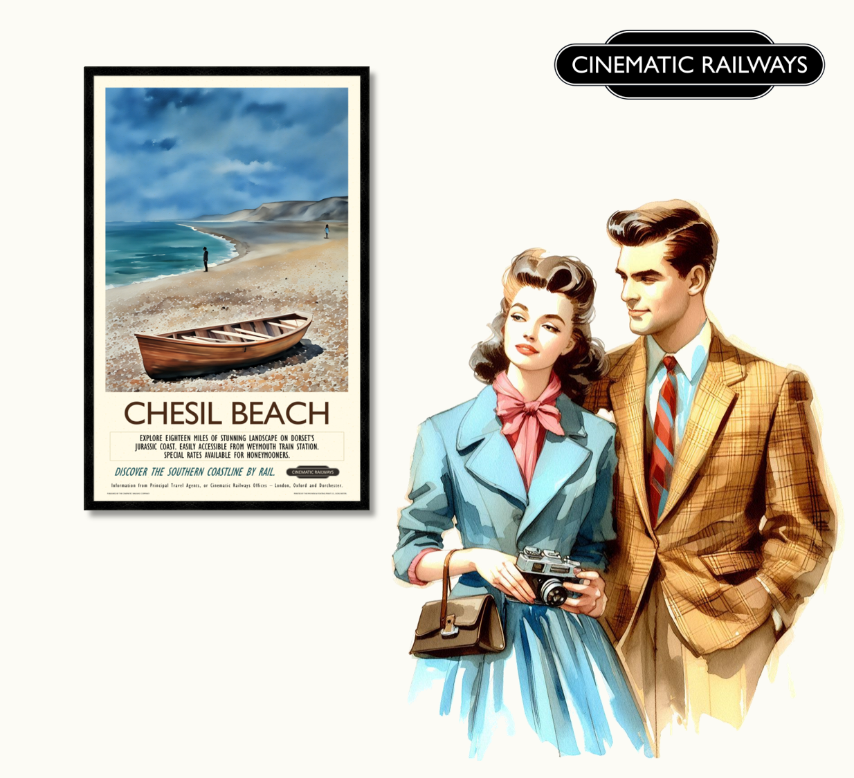 Chesil Beach - a vintage travel poster inspired by your favourite film / movie - Cinematic Railways