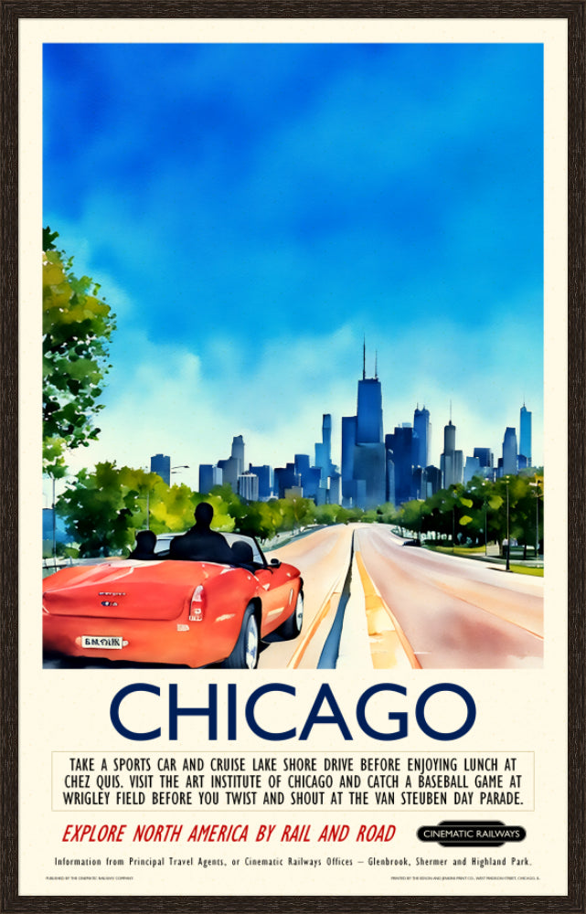 Chicago - a vintage travel poster inspired by your favourite film / movie - Cinematic Railways