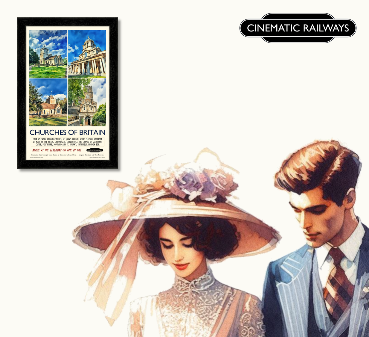 Churches of Britain - a vintage travel poster inspired by your favourite film / movie - Cinematic Railways