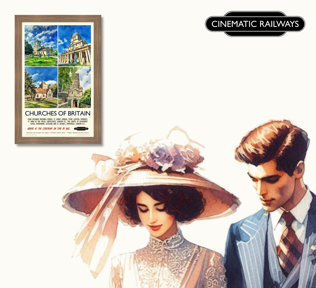 Churches of Britain - a vintage travel poster inspired by your favourite film / movie - Cinematic Railways