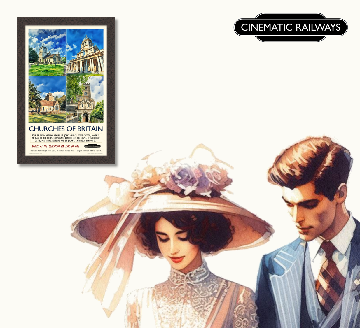 Churches of Britain - a vintage travel poster inspired by your favourite film / movie - Cinematic Railways