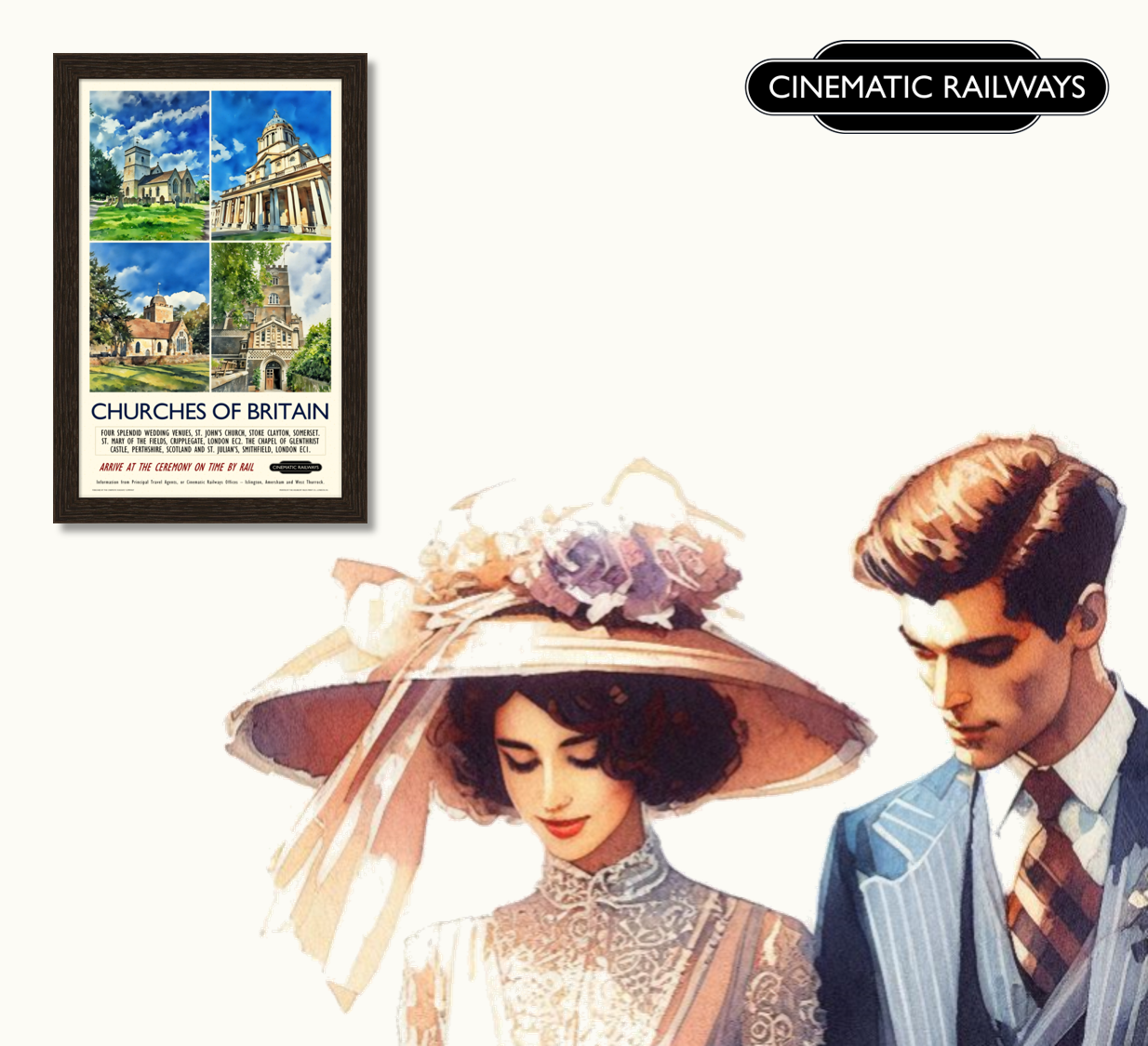 Churches of Britain - a vintage travel poster inspired by your favourite film / movie - Cinematic Railways