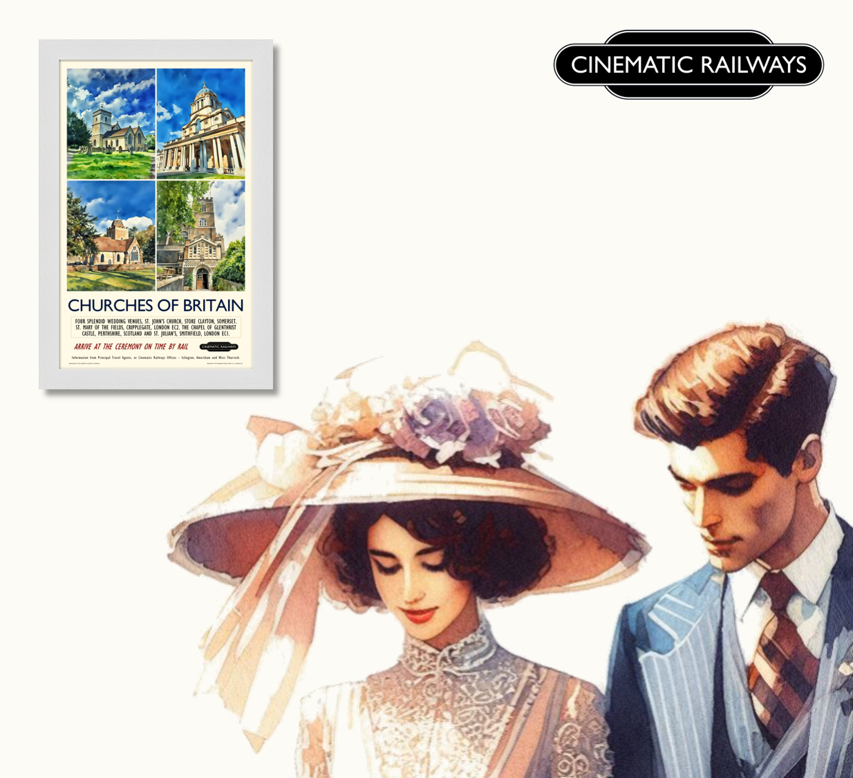 Churches of Britain - a vintage travel poster inspired by your favourite film / movie - Cinematic Railways