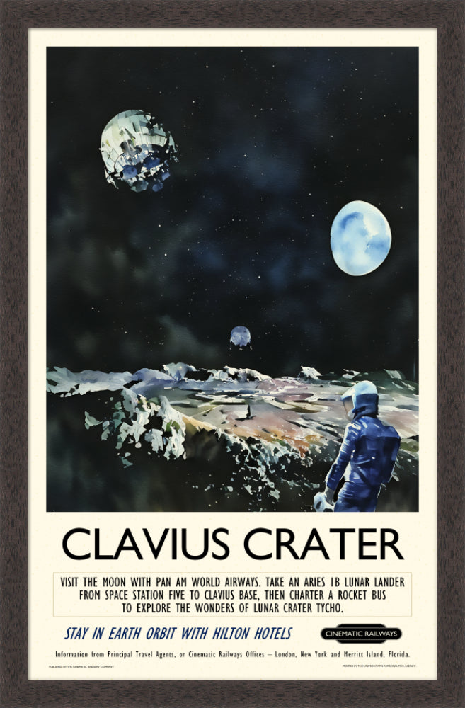 Clavius Crater - a vintage travel poster inspired by your favourite film / movie - Cinematic Railways
