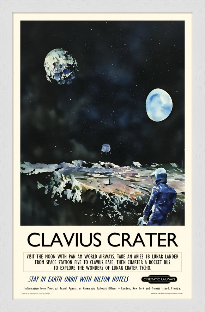 Clavius Crater - a vintage travel poster inspired by your favourite film / movie - Cinematic Railways