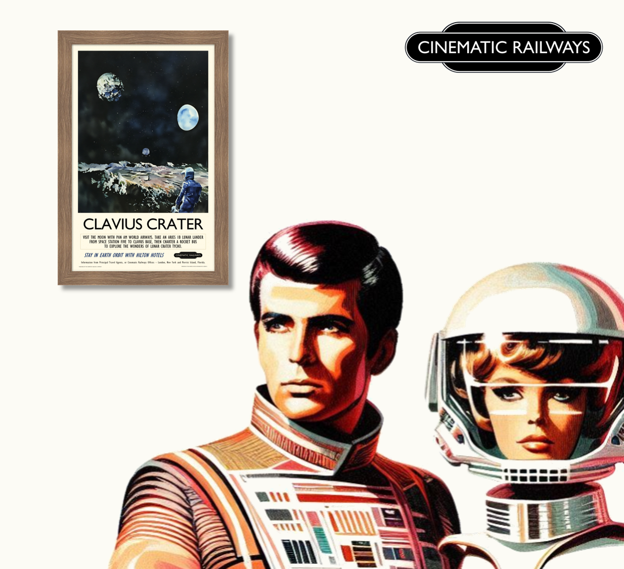Clavius Crater - a vintage travel poster inspired by your favourite film / movie - Cinematic Railways