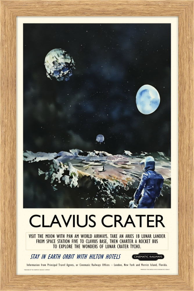 Clavius Crater - a vintage travel poster inspired by your favourite film / movie - Cinematic Railways