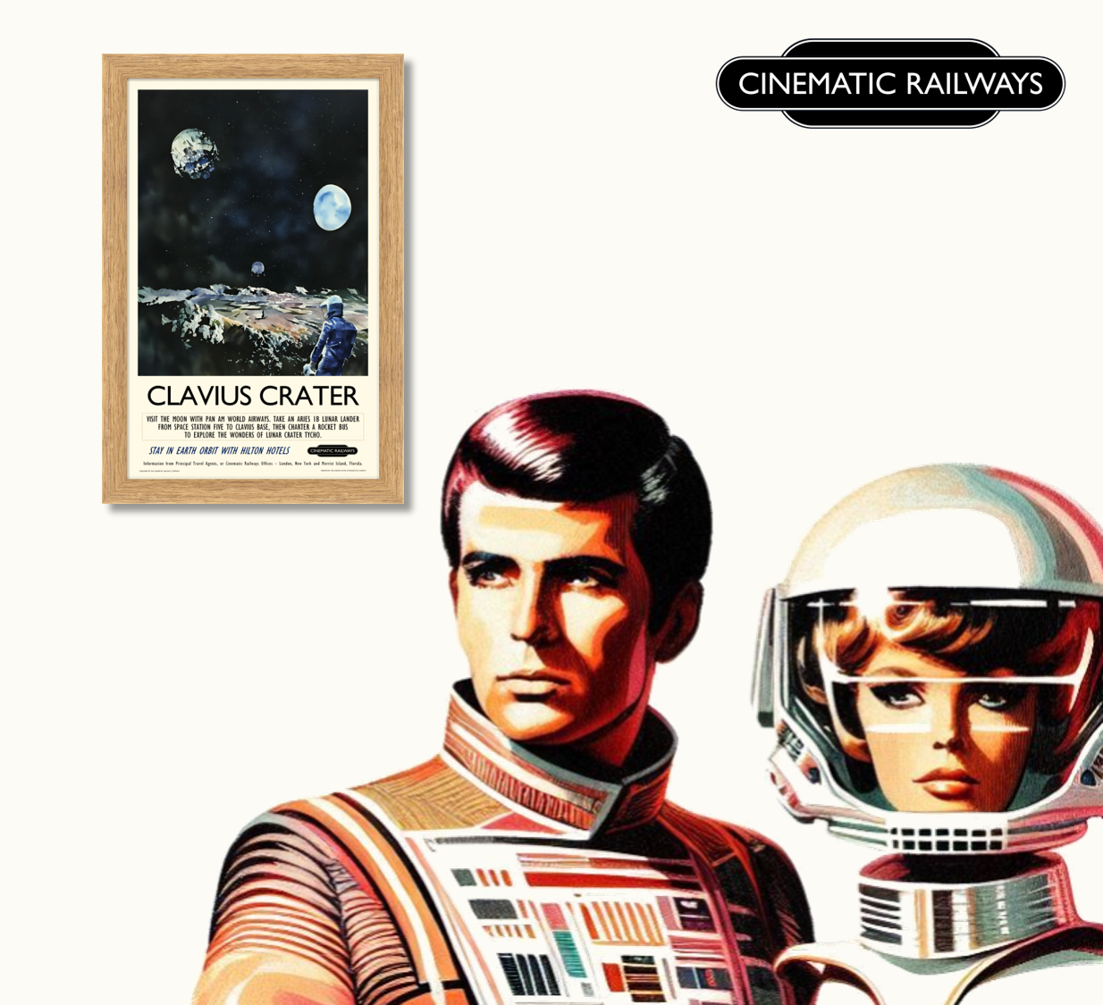 Clavius Crater - a vintage travel poster inspired by your favourite film / movie - Cinematic Railways