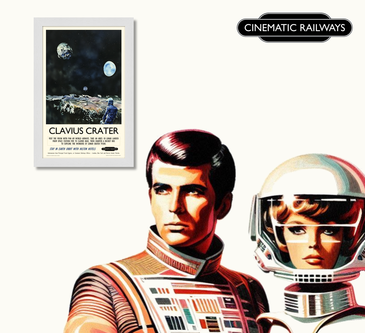 Clavius Crater - a vintage travel poster inspired by your favourite film / movie - Cinematic Railways