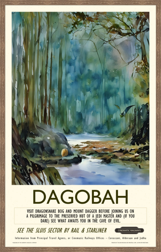 Dagobah - a vintage travel poster inspired by your favourite film / movie - Cinematic Railways