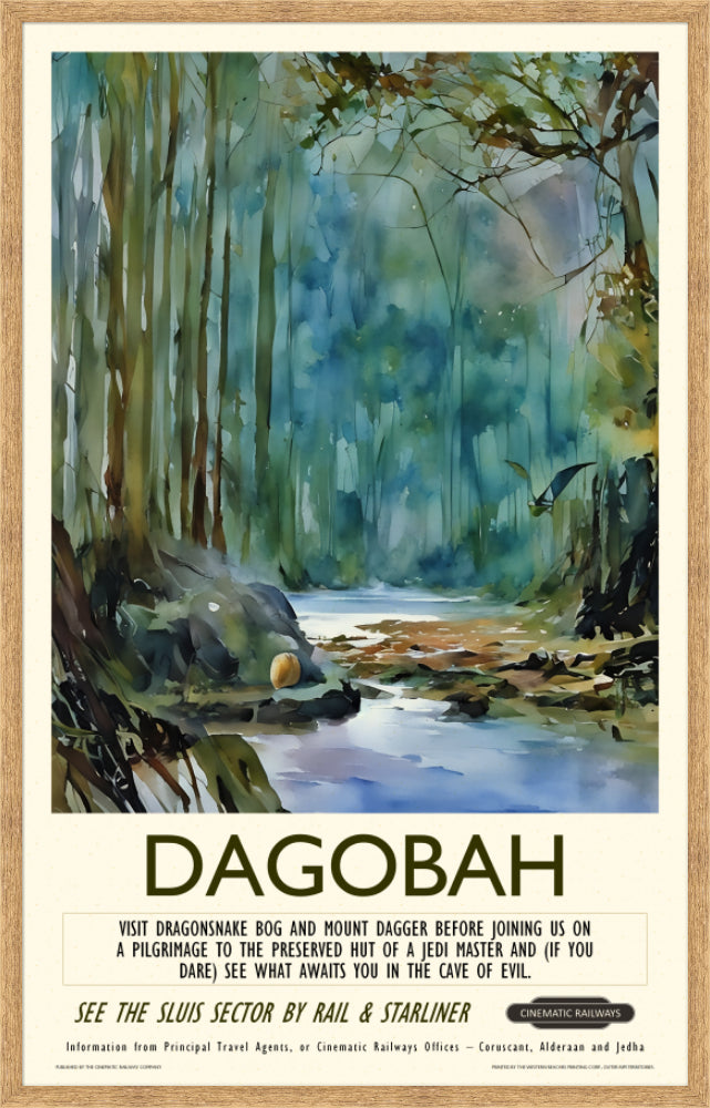 Dagobah - a vintage travel poster inspired by your favourite film / movie - Cinematic Railways