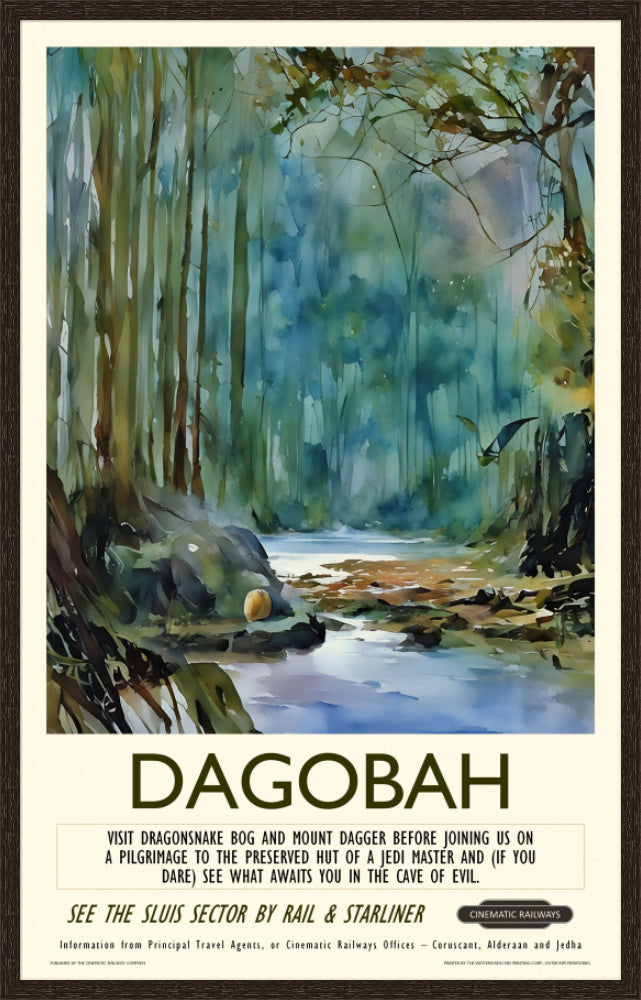Dagobah - a vintage travel poster inspired by your favourite film / movie - Cinematic Railways
