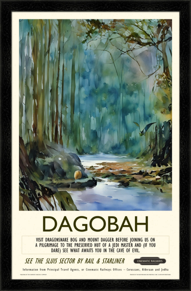 Dagobah - a vintage travel poster inspired by your favourite film / movie - Cinematic Railways