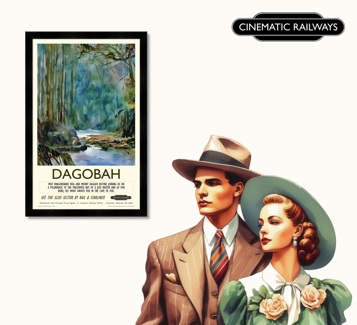 Dagobah - a vintage travel poster inspired by your favourite film / movie - Cinematic Railways