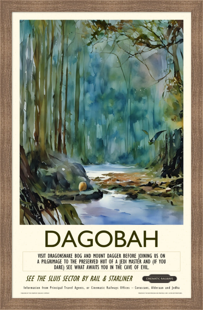 Dagobah - a vintage travel poster inspired by your favourite film / movie - Cinematic Railways