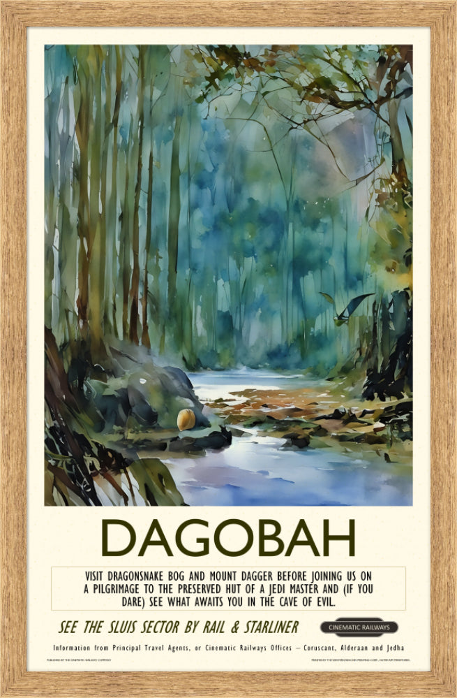 Dagobah - a vintage travel poster inspired by your favourite film / movie - Cinematic Railways
