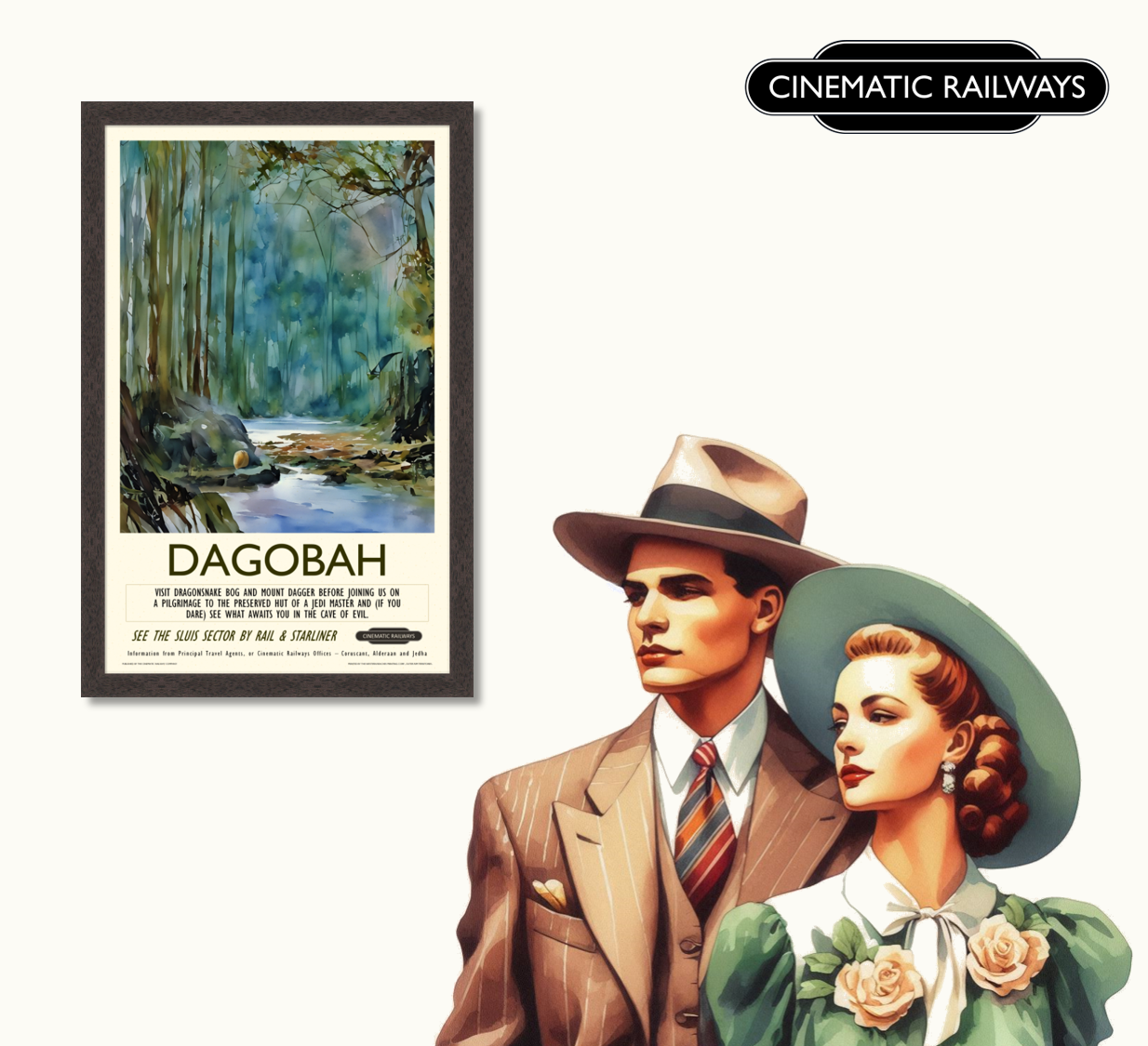 Dagobah - a vintage travel poster inspired by your favourite film / movie - Cinematic Railways
