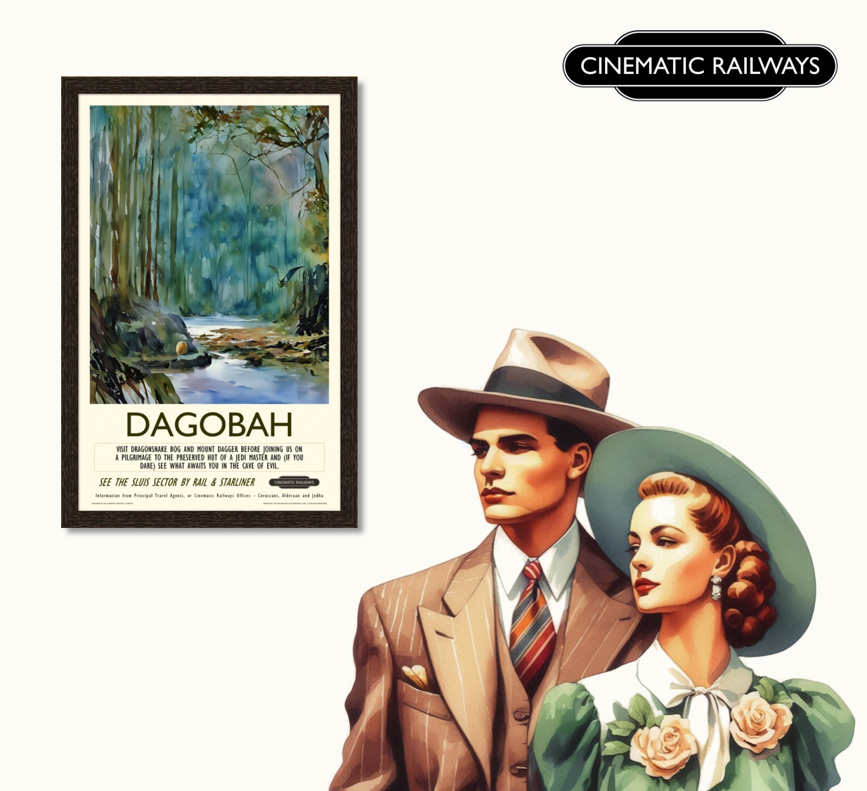 Dagobah - a vintage travel poster inspired by your favourite film / movie - Cinematic Railways