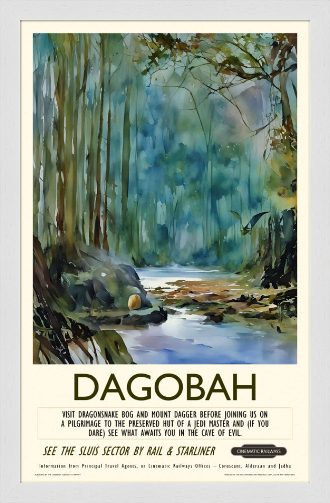Dagobah - a vintage travel poster inspired by your favourite film / movie - Cinematic Railways