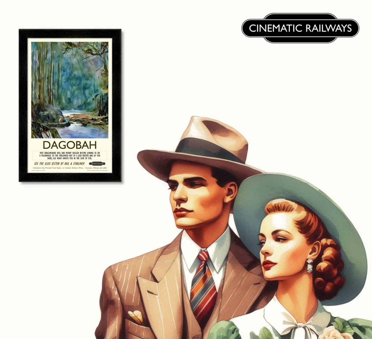 Dagobah - a vintage travel poster inspired by your favourite film / movie - Cinematic Railways