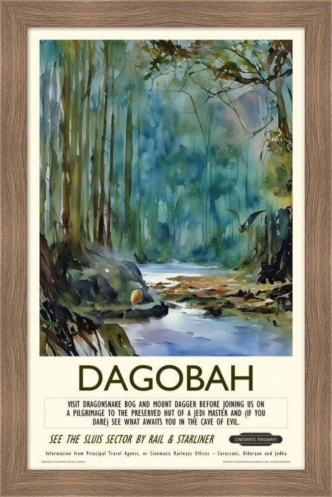 Dagobah - a vintage travel poster inspired by your favourite film / movie - Cinematic Railways