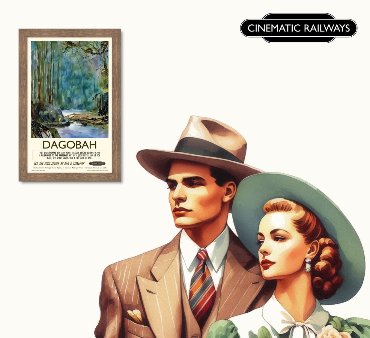 Dagobah - a vintage travel poster inspired by your favourite film / movie - Cinematic Railways