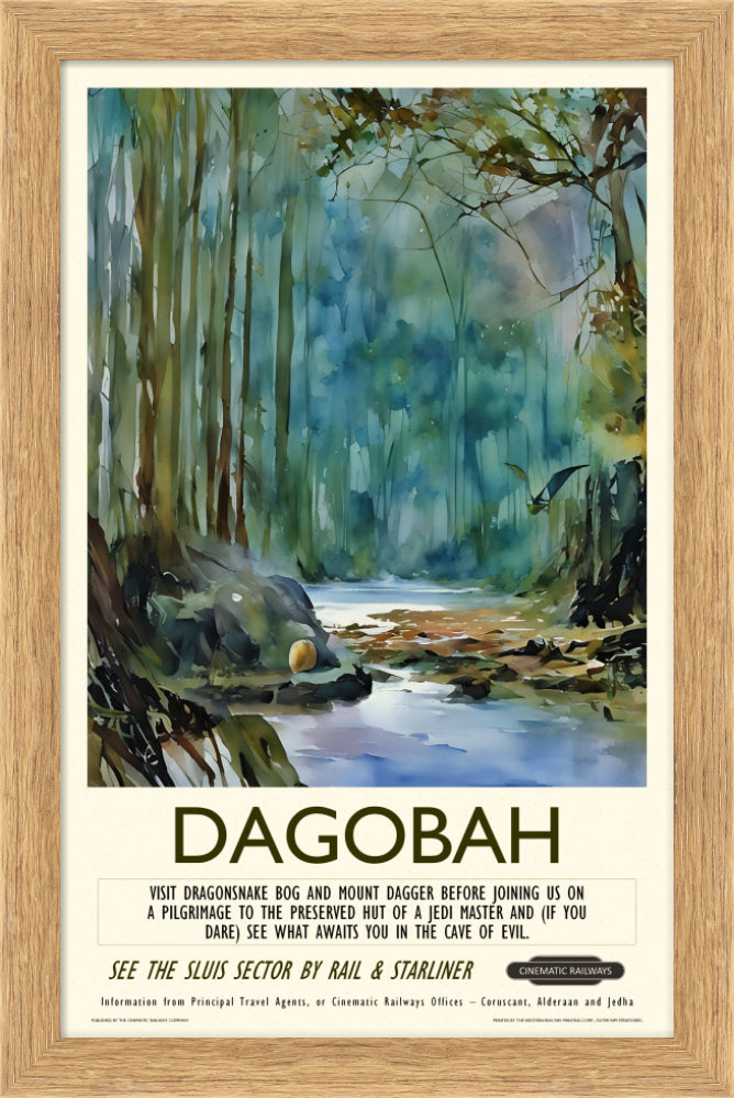 Dagobah - a vintage travel poster inspired by your favourite film / movie - Cinematic Railways