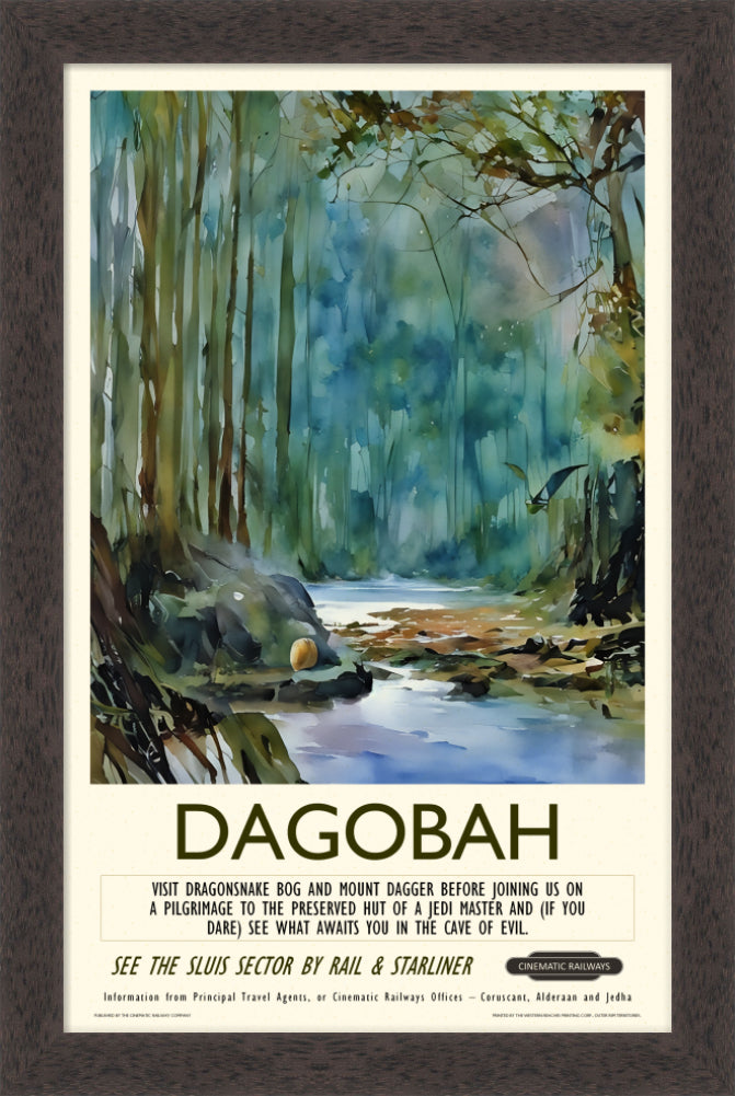 Dagobah - a vintage travel poster inspired by your favourite film / movie - Cinematic Railways