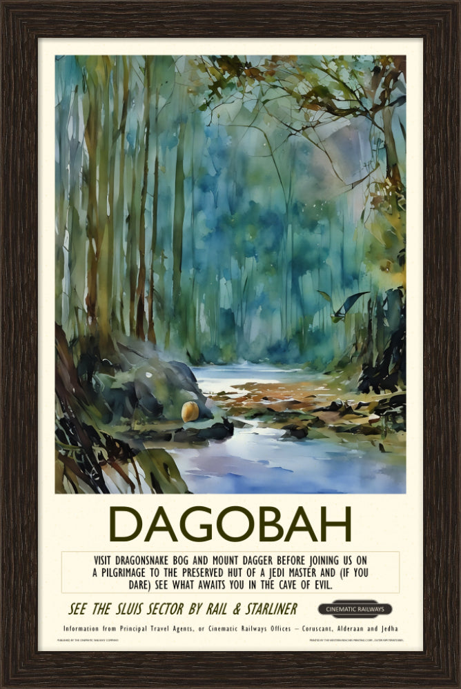 Dagobah - a vintage travel poster inspired by your favourite film / movie - Cinematic Railways