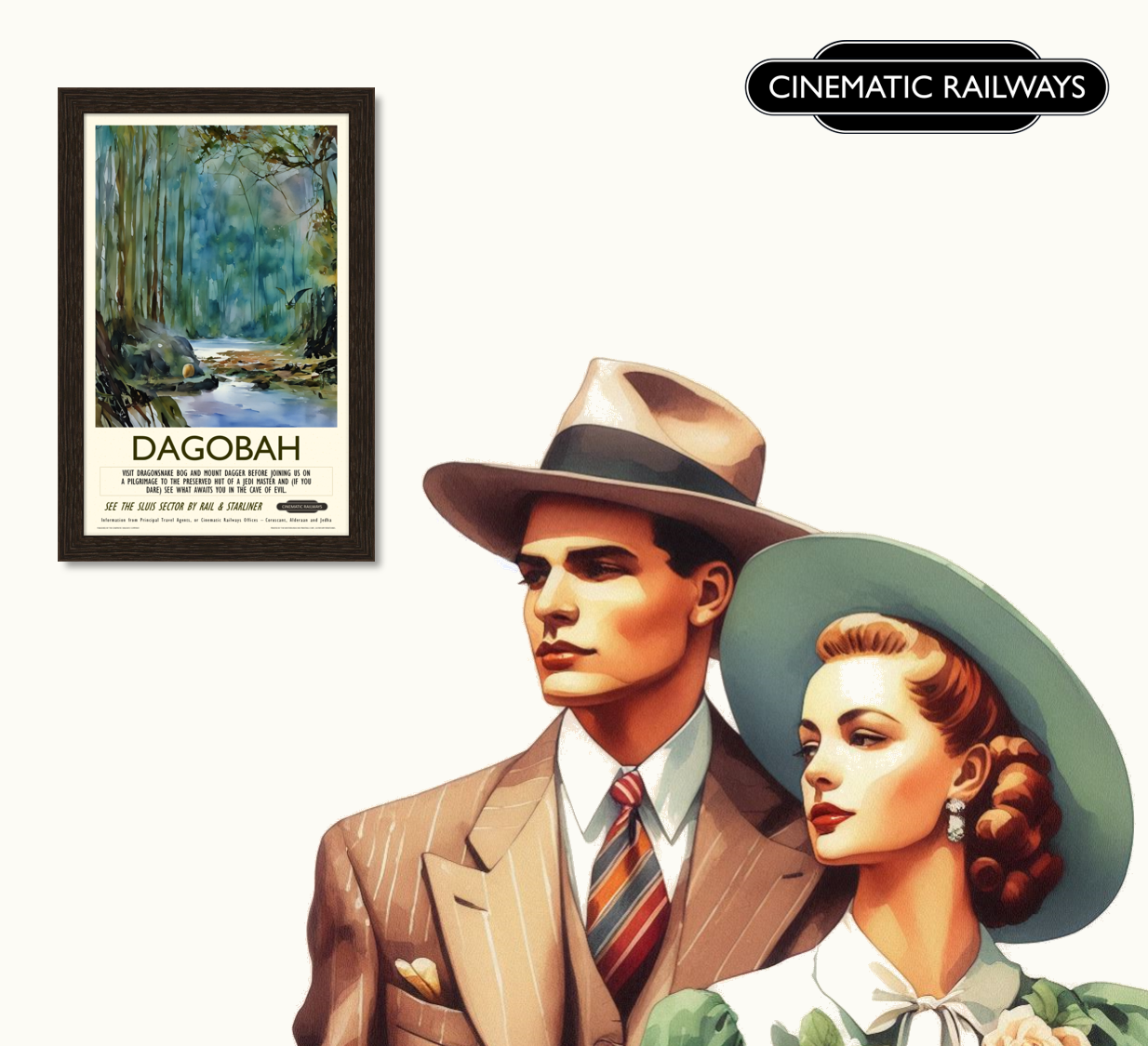 Dagobah - a vintage travel poster inspired by your favourite film / movie - Cinematic Railways