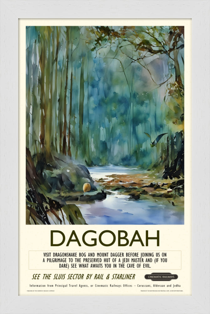 Dagobah - a vintage travel poster inspired by your favourite film / movie - Cinematic Railways