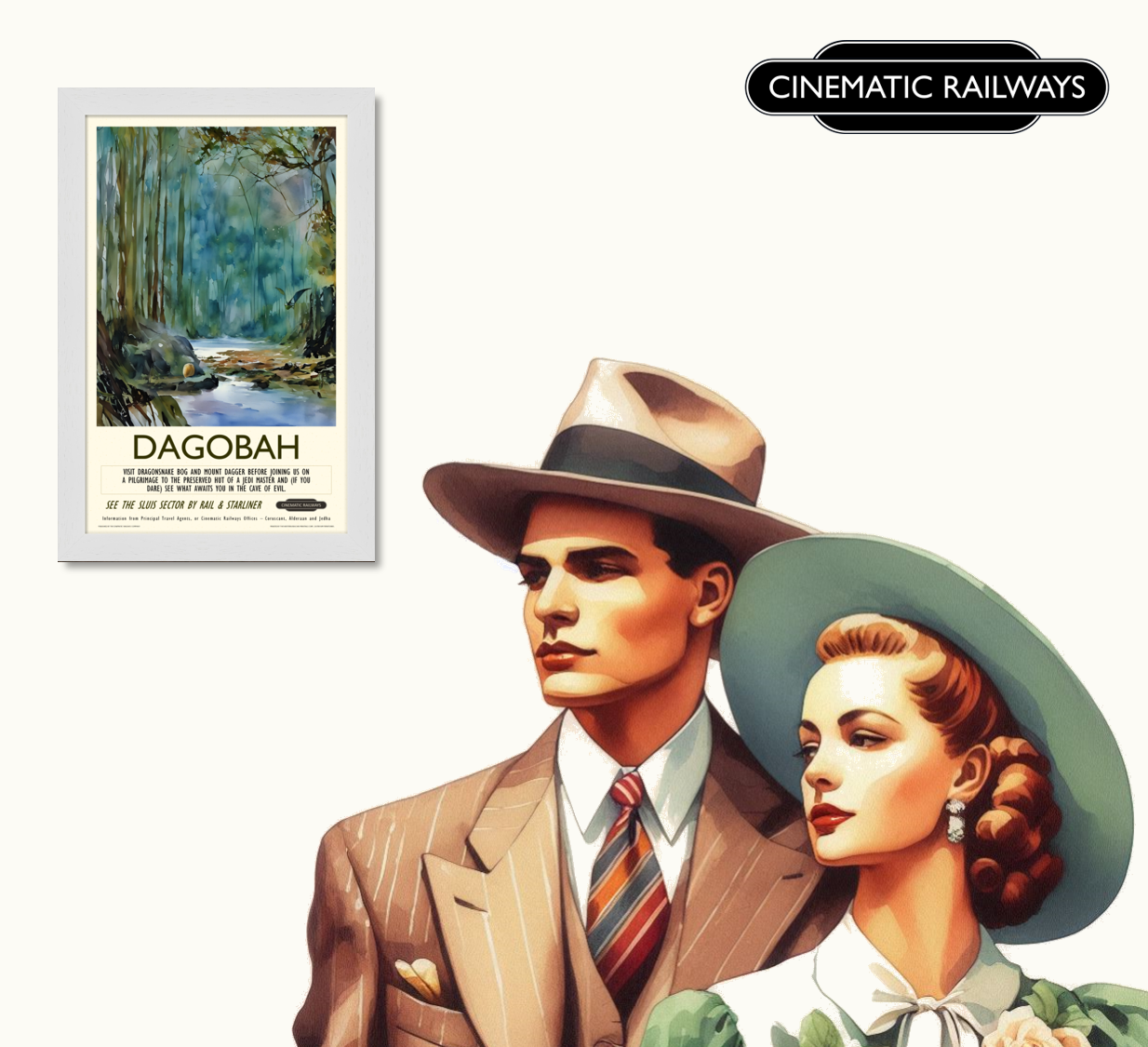 Dagobah - a vintage travel poster inspired by your favourite film / movie - Cinematic Railways